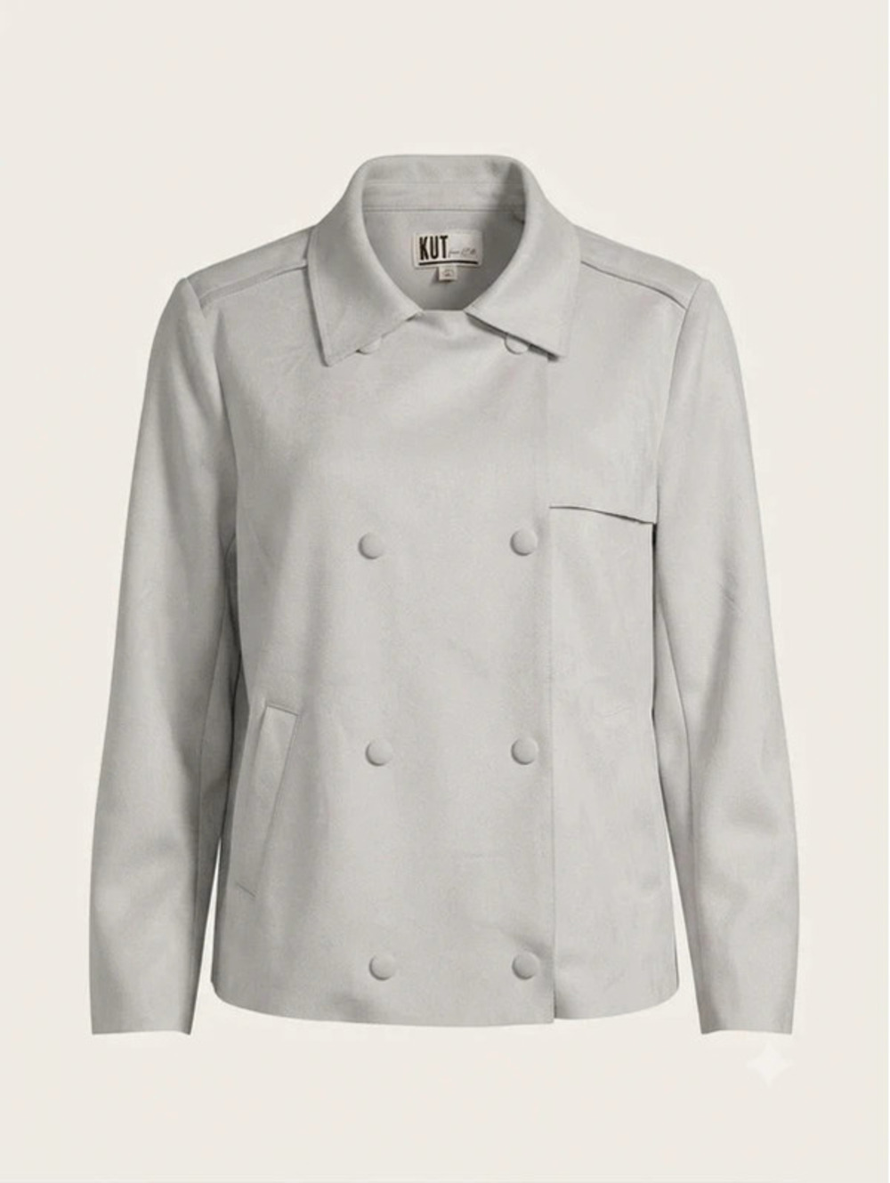 Kut From The Kloth Women's Small  Light Gray Faux Suede Double Breasted Jacket
